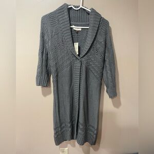 Sonoma Gray Cable Knit Long Cardigan Sweater